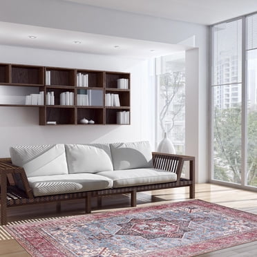 ECARPET Heriz Indoor Area Rug Flatweave Carpet for Living Room, Bedroom, Eco Friendly, Machine Washable