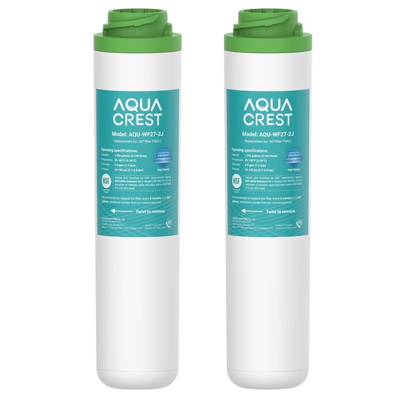 AQUACREST FQK2J Under Sink Water Filter, Replacement for GE FQK2J, FQK1K, NSF/ANSI 42 372 Certified, 1320 Gallons Dual Flow Drinking Water Replacement Fil