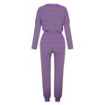 thumbnail image 4 of Plebaso Ensemble 2 Pcs Garçons Filles Tenues Rayées Manches Longues Col Rond Hauts Joggeurs Vêtements Décontractés Enfants, 4 of 5