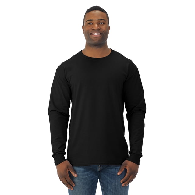 Jerzees T-Shirt à Manches Longues à Col Ras du Cou DRI-POWER Active pour Hommes, P, Noir