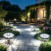 4 Pack Solar Flower Lights Outdoor, Xinsrenus Black Decorative Garden Lights Waterproof Area Lighting, Solar Powered Spike Lights for Courtyard Patio Pathway with Warm White Glow, Black