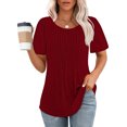 thumbnail image 2 of AherBiu Tuniques pour Femmes Amples Décontractées à Manches Courtes Couleur Unie Confortables d'Été à Col Rond Blouse T-Shirts, 2 of 7