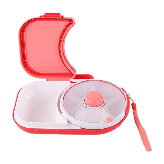 Abbracc Snack Rotating Container Easy Clean Sealing Lunch Box for Veggie Kids Adults Pink
