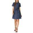thumbnail image 2 of INSPIRE CHIC Women's Casual Button Front Summer Short Sleeve Dresses L Medium Blue, 2 of 7
