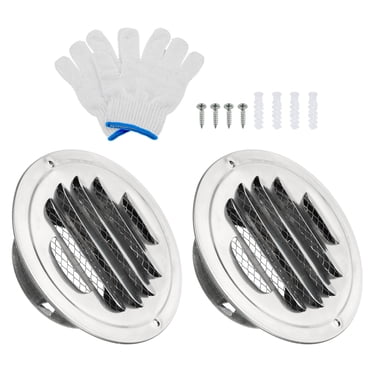 Unique Bargains Évents d'Aération Ronds de 3 Pieds, Ensemble de 2 Grille à Lames en Acier Inoxydable, Couvercle d'Évent en Maille, Sortie d'Air pour Cuisine Salle de Bain