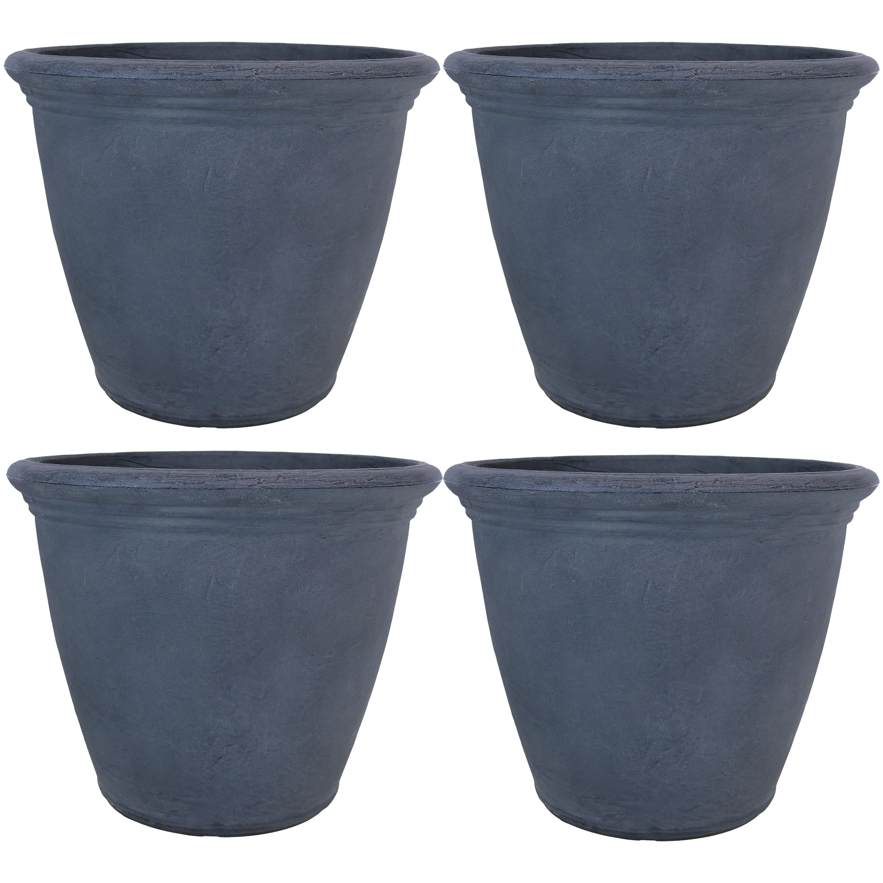Sunnydaze Jardinière d'Extérieur à Double Paroi en Anjelica Résistante aux Intempéries - 20 Pouces - Fini Ardoise - Lot de 4