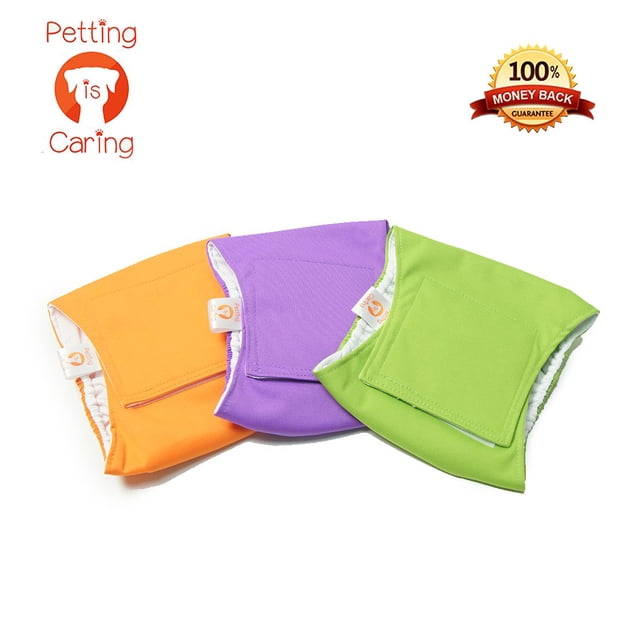 Male Dog Wraps Washable& Reusable by PETTING IS CARING - Belly Band Diapers Materials Durable Machine Washable Simple Solution for Pets Incontinence Long Travels - 3 Pack
