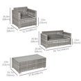 thumbnail image 3 of Outsunny Ensemble de Mobilier de Patio en Osier 4 Pcs avec Coussins, Gris Mélangé, 3 of 10