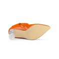 thumbnail image 3 of Unique Bargains Bottines à Talons Épais Pointus Transparents pour Femmes Orange (Taille 7), 3 of 7
