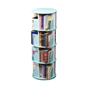 4 Tier Rotating Bookshelf, 360° Solid Wood Rotating Stackable Shelves Bookshelf Organizer for Home, Bedroom, Office
