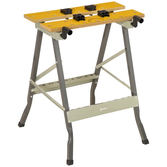 DURHAND Workbench Folding Clamping Wood Cutting Sawhorse With Movable Pegs