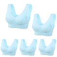 thumbnail image 3 of Bigersell Padded Strappy Sports Bras 5pc V-Neck Wire-Free Bra Support Sports Bras High Support Large Bust Full-Coverage Bra Style R-154 Basic Bra Strap Nylon Pullover Everyday Bras Underwear Blue XL, 3 of 4