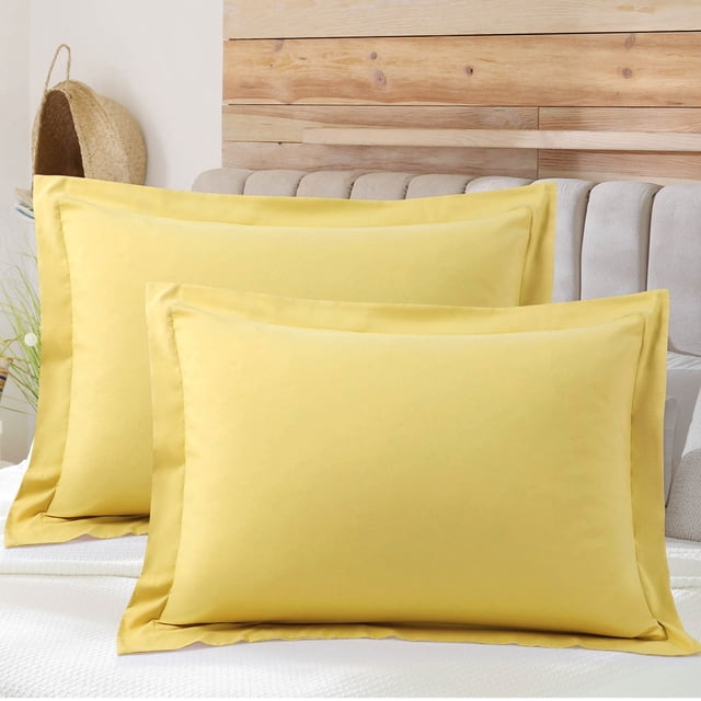 PiccoCasa Soft 1800 Microfiber Oxford Pillowcases 2Pcs, Standard Gold