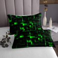 thumbnail image 3 of YST Green Black Pastel Bedspread Set, Geometric Neon Square Coverlet Set King For Bedroom, Stereoscopic Geometry Grid Quilt Set Modern Abstract Bedding Set, 2 Pillow Cases, 3 of 3