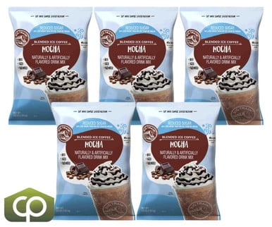 Big Train 3.5 lb. Reduced Sugar Mocha Blended Ice Coffee Mix – Premium "Lite" 3-in-1 Frappe & Latte Base, 17.5 lb. (5/Case Bulk)
