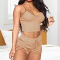 thumbnail image 1 of drppepioner Femmes Lingerie Aguichant Mode Pyjama Uni Sans Manches Dentelle Camisole Short Ensemble de Pyjama, 1 of 5