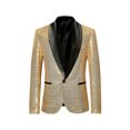 thumbnail image 1 of Gupgi Men Shiny Sequins Blazer One Button Tuxedo Jacket Party Wedding Banquet Prom Coat, 1 of 4