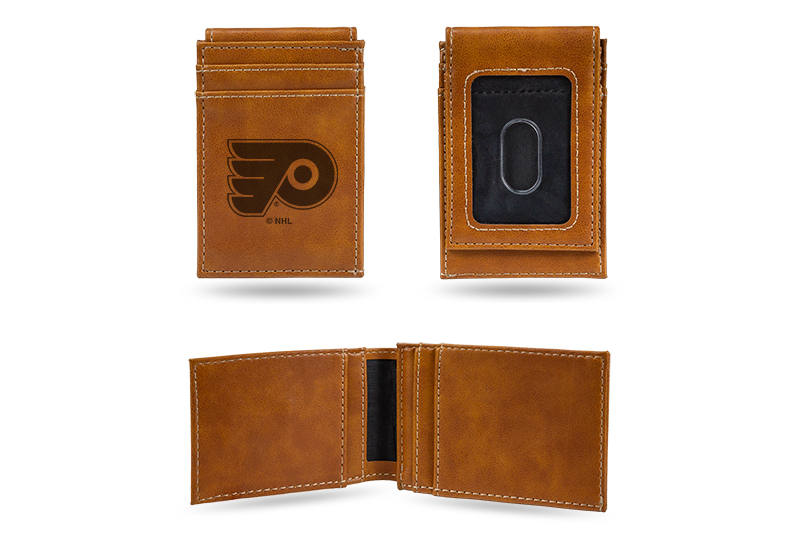 Philadelphia Flyers  Laser Engraved Brown Front Pocket Wallet