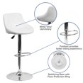 thumbnail image 2 of Contemporary White Vinyl Bucket Seat Adjustable Height Barstool with Diamond Pattern Back and Chrome Base, 2 of 9