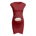 thumbnail image 4 of HWRETIE Robe de Maternité Imprimée pour Femmes Robe Courte Décontractée Accessoire Photo de Grossesse Tenue pour Futures Mamans, 4 of 6