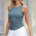 thumbnail image 2 of Dealovy Womens Tank Tops Summer Sleeveless Crew Neck Slim Fitted Striped Print Basic Tees Shirts, 2 of 5
