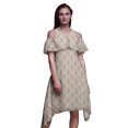 thumbnail image 1 of Bimba Grey Floral Print Cold Shoulder Women Swing Tunic Flutter Sleeve Midi Dress - Medium, 1 of 6