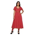 thumbnail image 1 of Moomaya Robe en Coton pour Femmes Décontractée d'Été à Fente avant Unie à Manches Courtes Kurta, 1 of 6