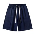 thumbnail image 1 of Men's Sports Shorts Multiple Pockets Running Training Basketball Shorts(Navy,2XL), 1 of 8