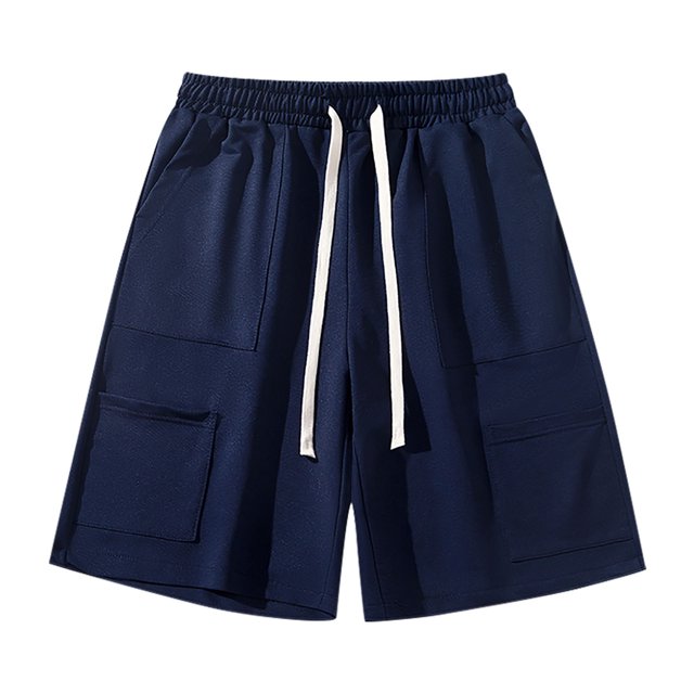 Men's Sports Shorts Multiple Pockets Running Training Basketball Shorts(Navy,2XL)