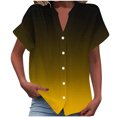 thumbnail image 2 of RXIRUCGD Fashion Women's Short Sleeved Solid Color Spring/summer Button Up Shirt Top, Yellow, Size: M, 2 of 5