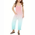 thumbnail image 1 of RXIRUCGD Girls Casual Jumpsuits Gradient Print Sleeveless Summer Rompers Long Pants With Pockets For 5-14 Years( Pink, Size:7 Years ), 1 of 6