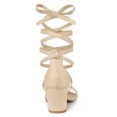 thumbnail image 3 of BLISSFUL STEP Women's Open Toe Color Block Lace Up Heel Sandals, 3 of 7