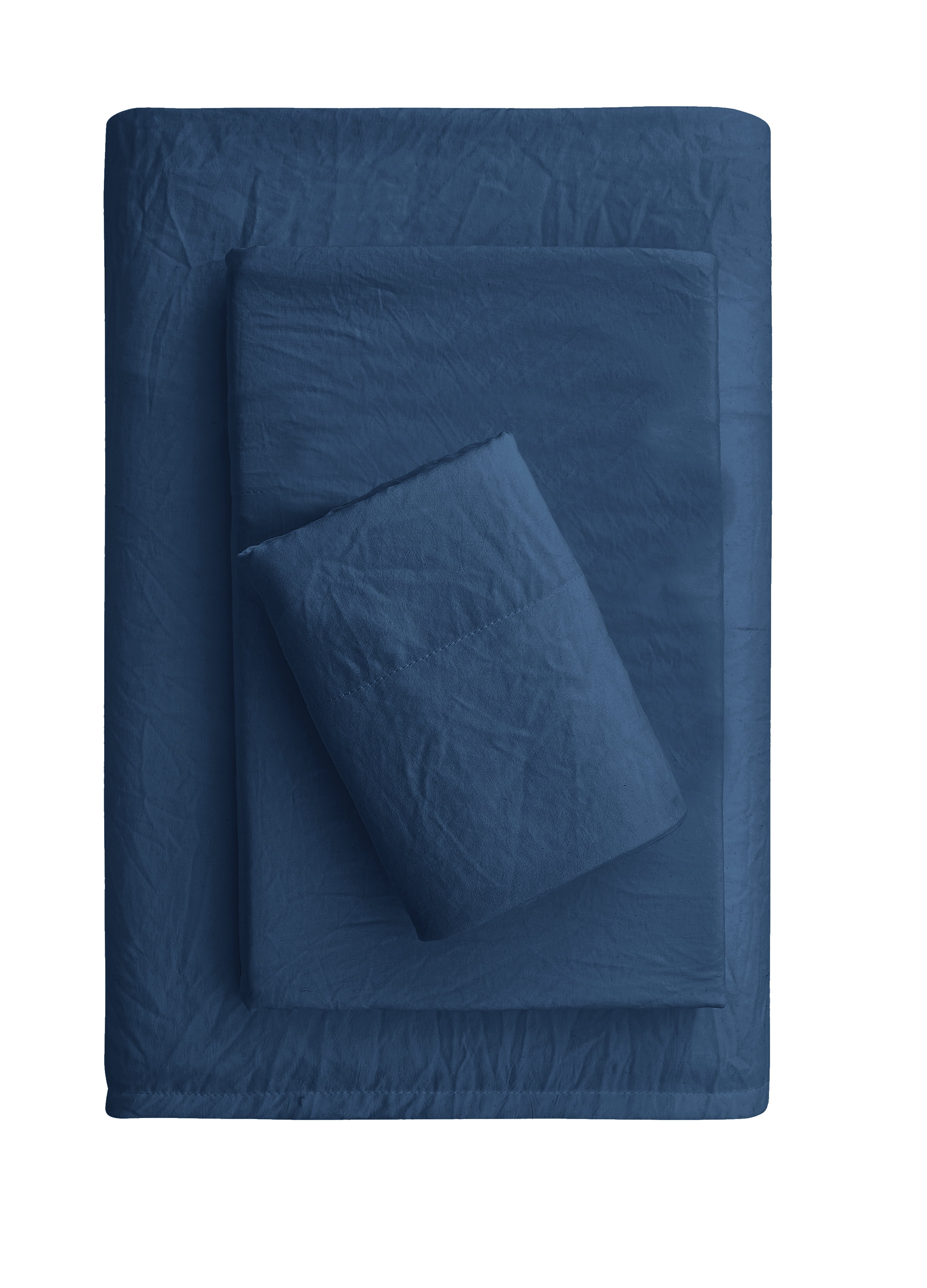 Mainstays Ensemble de draps en microfibre lavée ultra douce, Tres Grand Lit, Indigo Lavé, 4 pièces.