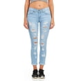 thumbnail image 1 of Cover Girl Women's Plus Size Ripped Distressed Skinny Jeans, Denim, 1 of 7