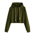thumbnail image 4 of Penkiiy Chandails à Capuche pour Femmes Mode Chandail à Col Rond Manches Longues Blouse à Capuche Chandail en Molleton Vert Armée Vêtements Y2K, 4 of 8