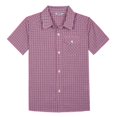 thumbnail image 1 of Bienzoe Boy's Cotton Plaid Button Down Short Sleeve Shirt Red 13/14, 1 of 6