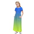 thumbnail image 1 of Robe d'Été Dégradée Scintillante pour Filles Manches Courtes Col Rond Robe Longue Fluide de Plage avec Poches pour 4-14 Ans, 1 of 8