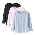 thumbnail image 2 of YUNAFFT Girls & Boys T-Shirts Thin Spring Autumn Base Layer Solid Color Long Sleeve Round Neck Tops 3-Pack Casual Everyday Essentials, 2 of 9