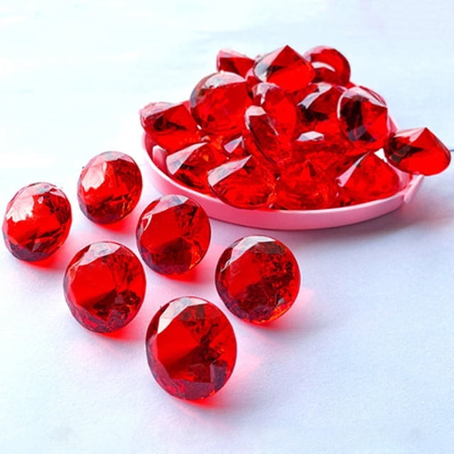 100× Faux Diamond Treasure Chest Pirate Acrylic 20MM Crystal Gems Filler Props