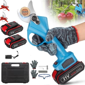 SUSUZI Cordless Electric Pruning Shears 1.38 Inch Cutting Capacity, Battery Powered Garden Pruner with 2 Batteries, SK5 Steel Blade Tree Trimmer for Fruit Trees Shrubs Branches