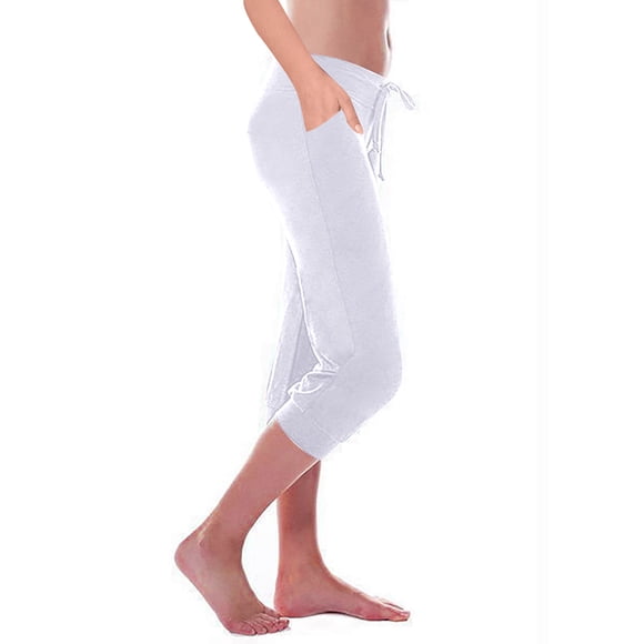 EQWLJWE Summer Saving Clearance! Capri Leggings for Women Tummy Control Autumn Women's Elastic Workout Leggings Yoga Gym Capris with Pockets