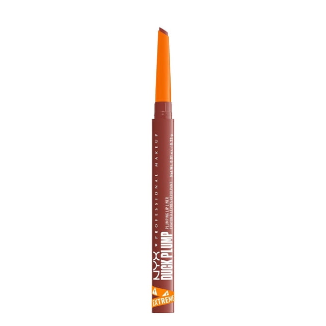 NYX Professional Makeup Crayon Contour des Lèvres Dump Repulpant Brun avec Capuchon orange, Doté d'Une Pointe de Précision à Double Tranchant pour des Lignes de Lèvres Tranchantes et un Modelage, Formulé avec du Gingembre Épicé et du capsicum pour un Effet Repulpant, Sans Cruauté et Végane.