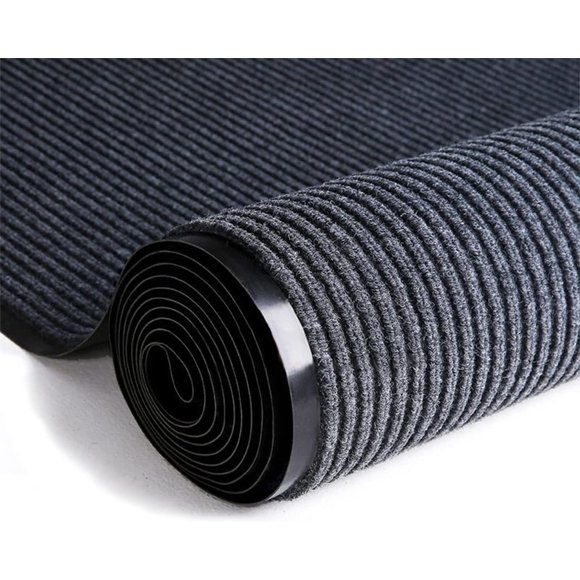 BBTEQEKN 16.4ftx3ft Commercial Runner Rug, Double Stripes Floor Mat Carpet, Runner Non Silp Backing Entrance Mat for Home Hotel Office Hallway Staircase Entrance, Grey