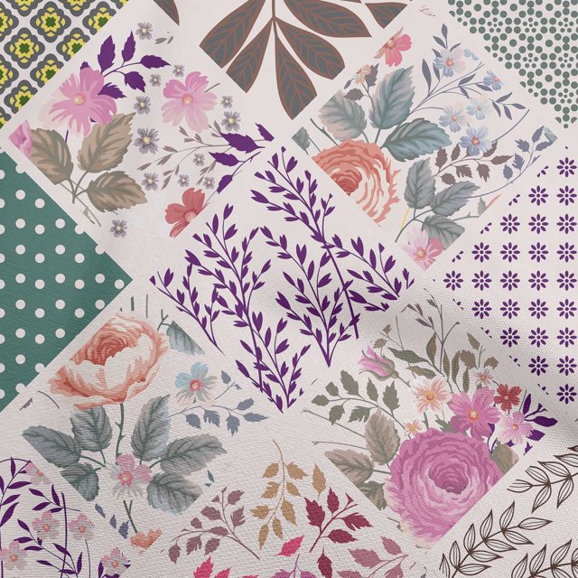 oneOone Cotton Poplin Purple Fabric Florals Fabric For Sewing Printed Craft Fabric By The Yard 56 Inch Wide