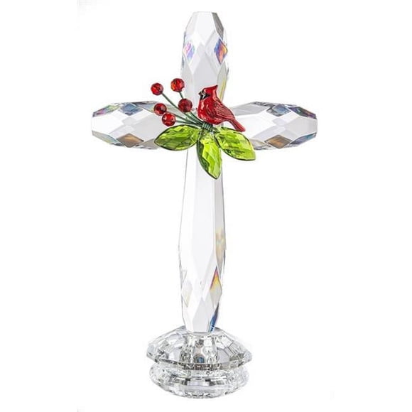 Gaanz Usa 26467X 7.5 in. Standing Cross with Cardinal, Clear