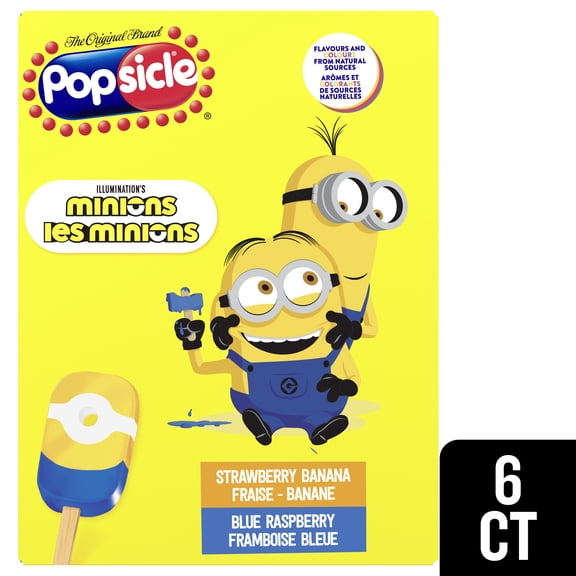 Popsicle Illumination's Minions Strawberry, Banana & Blue Raspberry Ice Pops, 6 x 60 mL