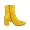 thumbnail image 3 of Unique Bargains Women's Square Toe Side Zip Block Heel Ankle Boots Yellow (Size 9), 3 of 7