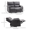 thumbnail image 3 of HOMCOM Causeuse Inclinable Canapé 2 Places Fauteuil Inclinable avec Repose-Pieds, 3 of 10