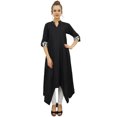 thumbnail image 1 of Bimba Robe d'Été pour Femme en Coton Noir avec Foulard, Ourlet Asymétrique - 16, 1 of 9