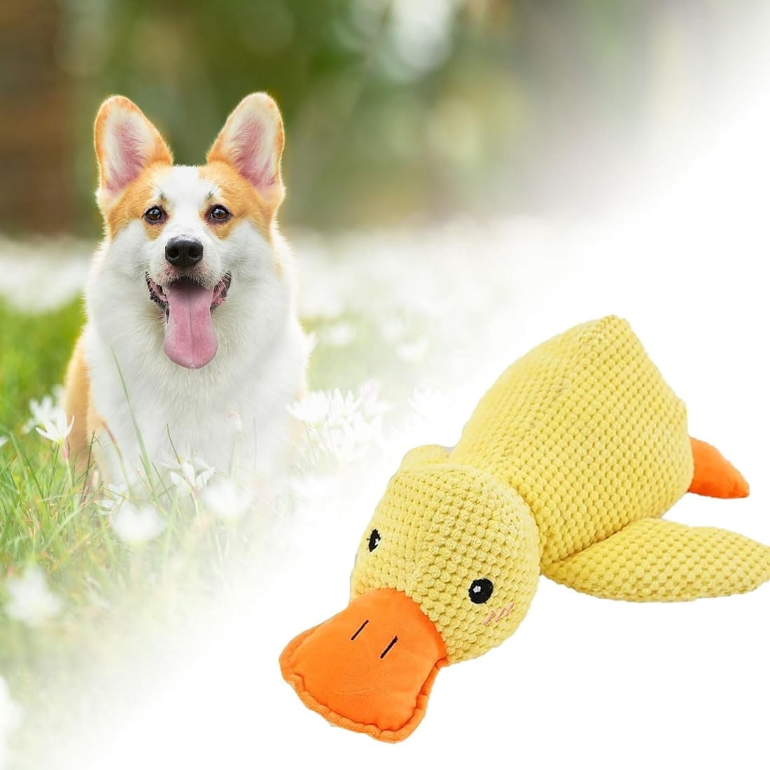 The Mellow Dog Calming Duck, Calming Duck Dog Toy, Duck Toy for Dogs, Mellow Dog Calming Duck Dog Toy, Calming Duck for Dogs, Dog Duck Toy with Quacking Sound for Indoor Dog (Yellow)